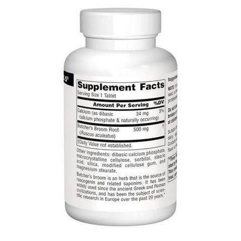 Source Naturals, Butcher's Broom, 500 MG, 100 Tabs