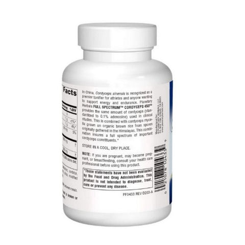 Planetary Herbals, Full Spectrum Cordyceps 450, 120 Tabs