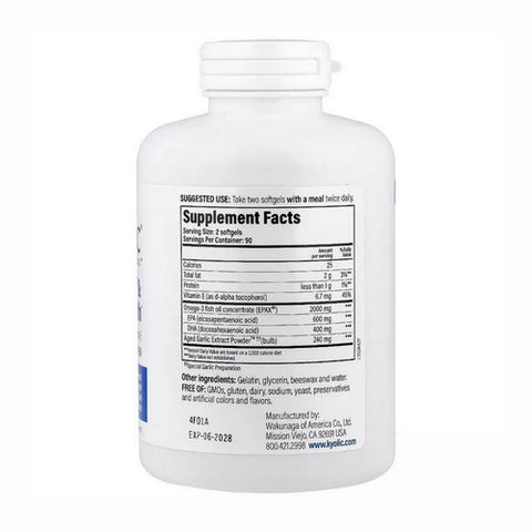 Kyolic, Aged Garlic Extract Omega 3 Cholesterol And Circulation, 180 Softgels