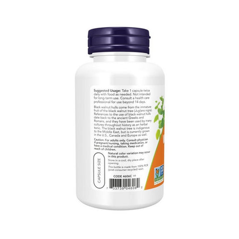 Now Foods, Black Walnut Hulls, 500 mg, 100 Caps