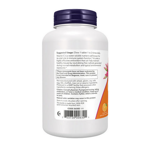 Now Foods, Vitamin C-500 Chewable Orange, 100 Tabs
