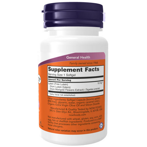 Now Foods, Lutein, 10 mg, 120 Sgels
