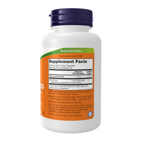 Now Foods, Pau D' Arco, 500 mg, 100 Caps