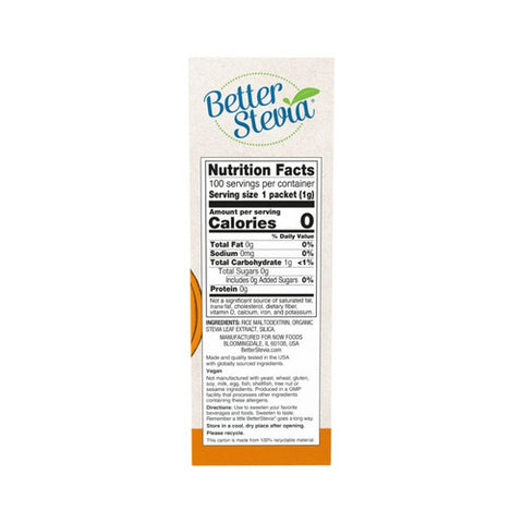 Now Foods, BetterStevia Packets, 100/box