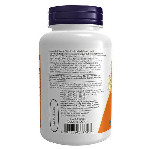 Now Foods, Super Omega 3-6-9, 1200 mg, 90 Sgels
