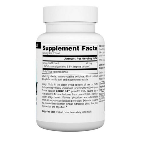 Source Naturals, Ginkgo-24 Biloba Extract, 40 MG, 120 Tabs