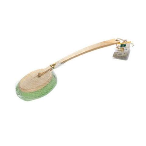 Earth Therapeutics, Feng Shui Back Brush W/ergo Grip, Wood/frosted Green 1 Pc