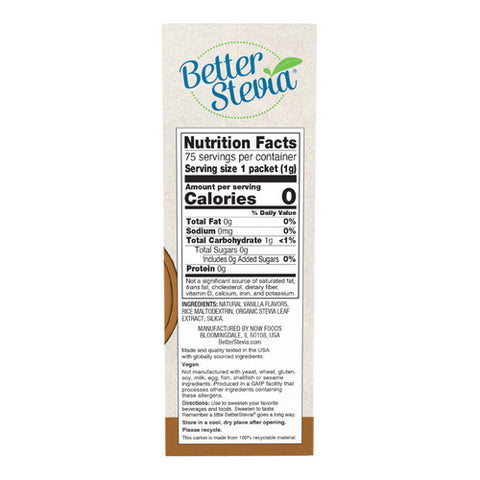 Now Foods, French Vanilla Stevia Packets, 75/box