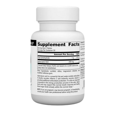 Source Naturals, Alpha-Lipoic Acid, 100 MG, 60 Tabs