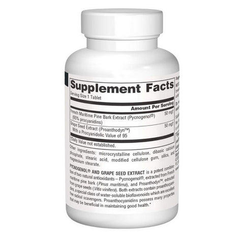 Source Naturals, Pycnogenol and Grape Seed Extract, 100 30 Tabs