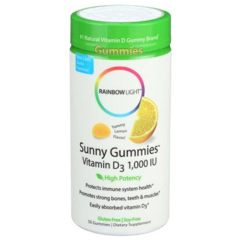 Rainbow Light, Sunny Gummies D3 1000 IU, 1000 IU, Yummy Lemon, 50 Gummies