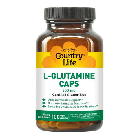 Country Life, L-Glutamine, 500 mg, B-6 100 Caps
