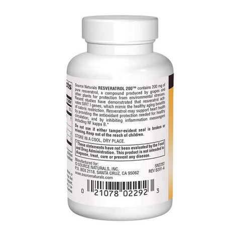 Source Naturals, Resveratrol, 200 mg, 30 Tabs