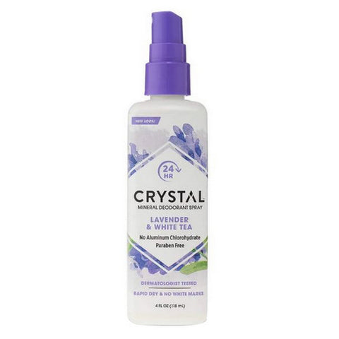 Crystal, Whole Body Deodorant Spray Lavender And White Tea, Lavender & White Tea 4 oz
