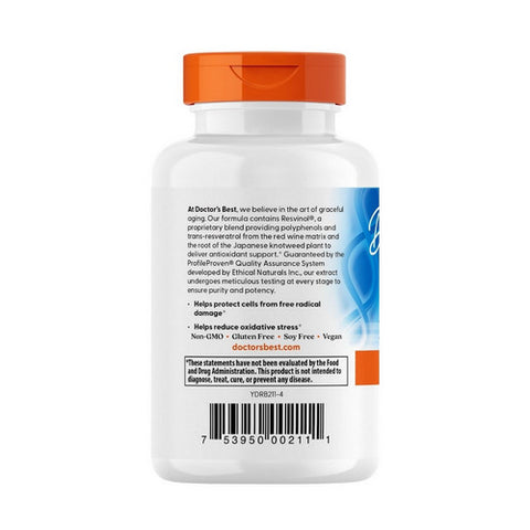 Doctors Best, Trans-Resveratrol 200 with ResVinol-25, 60 Veggie Caps