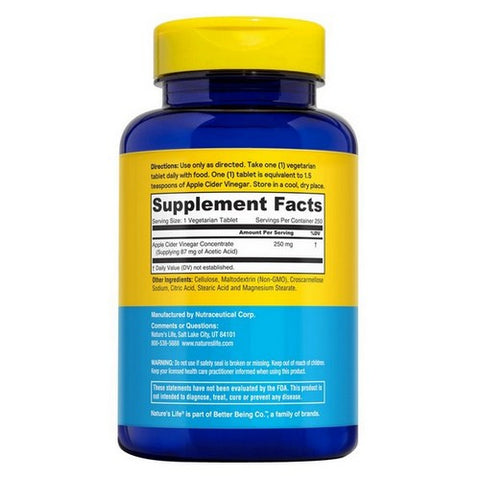 Nature's Life, Apple Cider Vinegar, 250 mg, 250 tabs