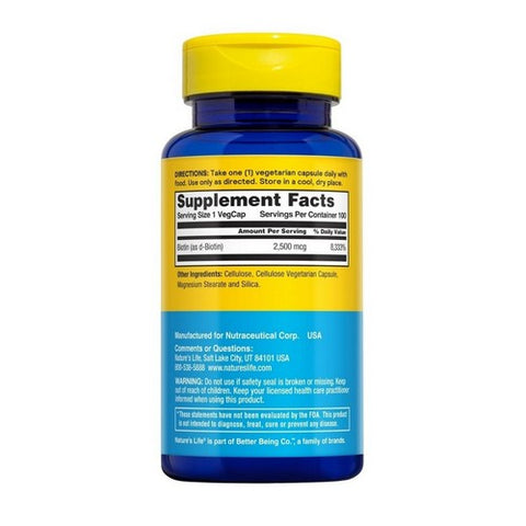 Nature's Life, Biotin, 2500 mcg, 100 caps