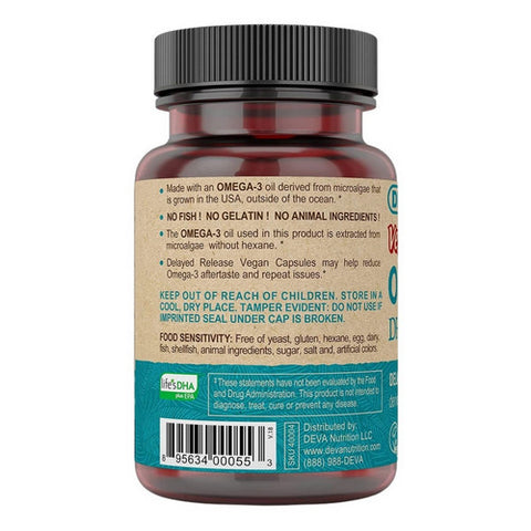 Deva Vegan Vitamins, DHA & EPA - Omega-3 Vegan, 90 VCAP
