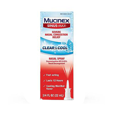 Mucinex, Sinus Max Severe Nasal Congestion Relief Nasal Spray Clear And Cool, 0.75 Oz