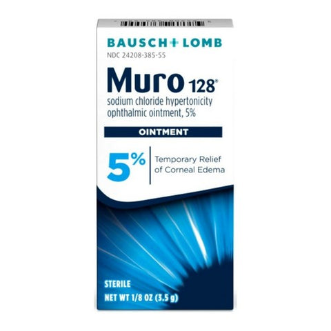 Bausch + Lomb, Muro 128 Sodium Chloride 5% Hypertonicity Ophthalmic Ointment, 3.5 Grams Bausch + Lomb