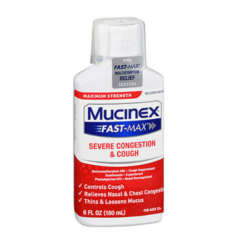 Mucinex, Fast-Max Severe Congestion Cough Liquid Maximum Strength, 6 oz
