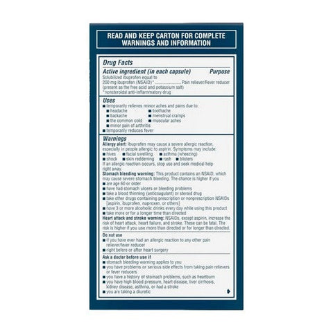 Advil, Solubilized Ibuprofen Pain Reliever Fever Reducer, 200 Mg, 160 Liquid Filled Capsules Advil