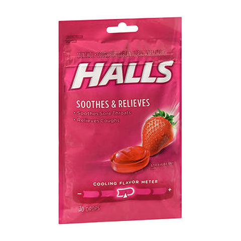Halls, Mentho-Lyptus Cough Drops, Strawberry 30 Count